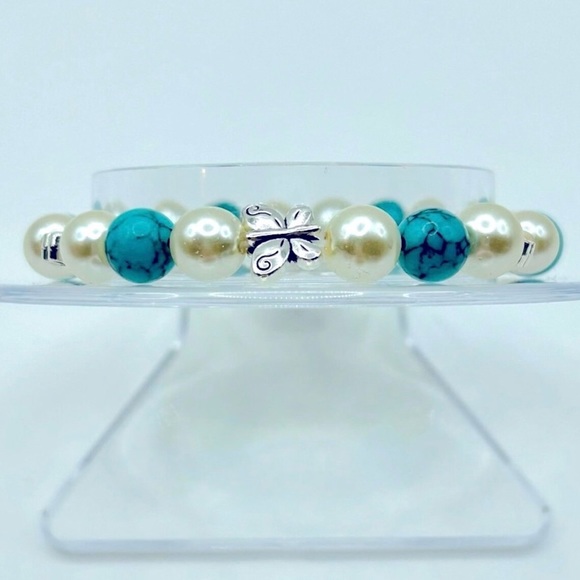 Handmade Turquoise & Pearl Bunny Bracelet! - Picture 9 of 9